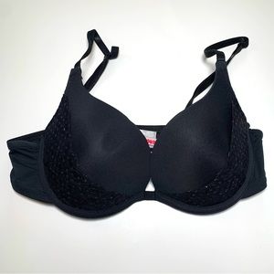 Dollhouse Black Push-Up Bra Balconette Lace Glitter 34C Plunge